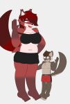  absurd_res anthro big_breasts big_but bottomwear breasts canid canine canis cherry cherry_(moltai) clothing duo female food fruit hi_res male male/female mammal miniskirt moltai piercing plant size_difference skirt tai tai_(moltai) wolf 