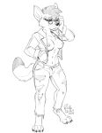  anthro breasts canid canine canis clothed clothing coyote female hi_res mammal nipples rick_griffin sahara_(nicnak044) sketch solo 