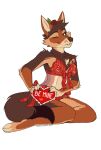  anthro canid canine canis clothing female hi_res holidays knucklebone lingerie mammal red_wolf rhea_(nicnak044) solo valentine&#039;s_day wolf 