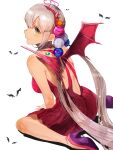  1girl absurdres alternate_costume bat_wings blonde_hair breasts dark-skinned_female dark_skin demon_horns dress halloween halloween_costume high_heels highres hololive hololive_english horns iris_(tb33064667) large_breasts light_brown_hair limiter_(tsukumo_sana) long_hair looking_at_viewer planet_hair_ornament red_dress sideboob smile tsukumo_sana twintails very_long_hair virtual_youtuber wings yellow_eyes 