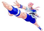  belt bike_shorts black_belt blue_eyes dougi feet foot_focus foreshortening hime_cut legs manon_(street_fighter) martial_arts_belt nail_polish no_shoes pink_hair spandex stirrup_legwear street_fighter street_fighter_6 toeless_legwear toenail_polish toenails toes wristband yagi2013 