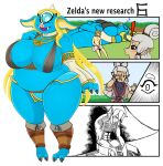  1_eye barefoot belly big_belly big_breasts biped blonde_hair blue_body blue_eyes breasts breath_of_the_wild clothed clothing cyclops feet female fingers grass group hair hi_res hinox horn huge_breasts humanoid humanoid_pointy_ears hylian impa larger_female link long_hair male monster nintendo open_mouth outside overweight overweight_female plant princess_zelda sharp_teeth sheikah shirt size_difference skimpy sky sleeping smaller_female smaller_male smile teeth the_legend_of_zelda thick_thighs toes topwear transformation tree trio urusee584 wide_hips 