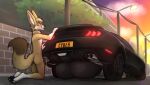 alphaafterdark anthro bodily_fluids canid canine car cum cum_in_tailpipe fennec ford ford_mustang fox genital_fluids hi_res male male/male mammal mechanophilia sacharel solo vehicle