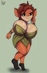 absurd_res activision anthro big_breasts big_butt breasts butt digital_media_(artwork) elora faun_(spyro) feet female fennythefox fingers fur glistening glistening_body hair hi_res huge_breasts huge_butt looking_at_viewer simple_background smile solo spyro_reignited_trilogy spyro_the_dragon thick_thighs toes wide_hips