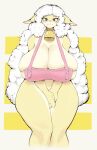  :3 anthro bell bell_collar big_breasts biped black_nose black_pupils blue_eyes blush bottomless bovid breasts bunbury caprine cleavage clothed clothing collar colored countershade_face countershade_legs countershading curvy_figure digital_media_(artwork) eyelashes female fingers fluffy fluffy_hair front_view fur hair hi_res huge_breasts humanoid_hands long_hair looking_at_viewer mammal monotone_ears monotone_hair multicolored_body multicolored_fur pink_clothing pink_topwear portrait pupils shaded sheep simple_background smile solo standing tan_body tan_countershading tan_fur tan_inner_ear thick_thighs three-quarter_portrait topwear two_tone_body two_tone_fur voluptuous white_background wide_hips yellow_background yellow_body yellow_ears yellow_fur 