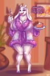  absurd_res anthro big_breasts boss_monster bovid breasts caprine cleavage clothed clothing dessert dimwitdog female food hi_res huge_breasts mammal mature_female pie solo toriel undertale undertale_(series) 