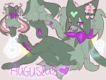 anthro augustus_(vaporveonn) butt digital_media_(artwork) eyelashes felid feline felis female fur generation_9_pokemon green_body green_fur hair looking_at_viewer mammal meowscarada nintendo open_mouth pokemon pokemon_(species) shiny_pokemon simple_background smile solo tail text vaporveonn