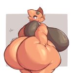 1:1 2023 alternate_color armadillo armado big_breasts big_butt border breasts brown_body brown_ears butt butt_squish colored coromon_(series) coromon_(species) digital_media_(artwork) female grey_background hand_on_butt hand_on_own_butt hi_res huge_breasts huge_butt hyper hyper_breasts hyper_butt lightmizano looking_at_viewer looking_back looking_back_at_viewer mammal motion_lines one_eye_closed rear_view red_eyes shaded signature simple_background smile smiling_at_viewer solo squish tongue tongue_out white_border wink winking_at_viewer xenarthran