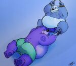 2024 anthro bear belly big_belly bound bulge butt clothing duo feet giant_panda hi_res jakegr male mammal moobs overweight overweight_male rope simple_background tickle_torture tickling tickling_feet underwear