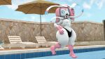 16:9 3d_(artwork) anthro anthrofied beach_chair big_butt blue_eyes blulowcj bow_ribbon butt clothing digital_media_(artwork) eeveelution floppy_ears fur generation_6_pokemon gesture girly hi_res lop_ears male nintendo nipples open_mouth parasol pink_body pink_fur pokemon pokemon_(species) pool poolside ribbons sky smile solo source_filmmaker sweet_sylvi swimming_pool sylveon tail thong underwear waving white_body wide_hips widescreen