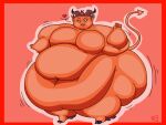 &lt;3 2018 2_toes 4:3 5_fingers batspid2 belly big_belly big_breasts big_butt biped black_eyebrows black_eyelashes breasts brown_body brown_fur brown_horn butt cel_shading demon digital_drawing_(artwork) digital_media_(artwork) double_chin eyebrows featureless_breasts feet female fingers flabby_arms front_view full-length_portrait fur glistening glistening_eyes hooves horn huge_butt huge_thighs humanoid humanoid_pointy_ears hyper hyper_belly hyper_butt hyper_hips hyper_thighs leg_tuft looking_at_viewer morbidly_obese morbidly_obese_female morbidly_obese_humanoid motion_lines narrowed_eyes navel obese obese_female obese_humanoid overweight overweight_female overweight_humanoid portrait purple_eyes red_background red_body red_skin shaded signature simple_background smile solo spade_tail standing tail thick_thighs three-quarter_view toes tuft