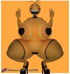 2024 3d_(artwork) animatronic anthro avian big_breasts bird breasts chicken clothing crouching digital_media_(artwork) double_v_sign female feversfm fishnet fishnet_legwear five_nights_at_freddy&#039;s five_nights_at_freddy&#039;s_2 footwear galliform gallus_(genus) gesture heart_pasties hi_res high_heels huge_breasts legwear looking_at_viewer machine metal_tongue open_mouth pasties phasianid robot scottgames sharp_teeth solo teeth text thick_thighs tongue tongue_out toy_chica_(fnaf) url v_sign yellow_body