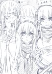  4girls :t :| anti-rain_(girls&#039;_frontline) breasts chinese_commentary closed_mouth clothes_around_waist commentary_request eyepatch girls&#039;_frontline greyscale hair_between_eyes headgear highres jacket jacket_around_waist jitome large_breasts looking_at_viewer looking_to_the_side m16a1_(girls&#039;_frontline) m4_sopmod_ii_(girls&#039;_frontline) m4a1_(girls&#039;_frontline) mask monochrome multiple_girls necktie open_mouth shirt skull_mask st_ar-15_(girls&#039;_frontline) su_xiao_jei sweatdrop translation_request 