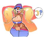  2022 anthro areola baggy_clothing banana big_areola big_breasts big_nipples blonde_hair blue_eyes bottomwear bottomwear_down bra breasts brown_body brown_fur cleavage cleavage_overflow clothed clothing convenient_censorship dark_nipples donkey_kong_(series) ear_piercing eks-out eyelashes eyeshadow fangs female food fruit fur hair haplorhine hat headgear headwear hi_res huge_areola huge_breasts huge_nipples humanoid kong long_hair looking_at_viewer makeup mammal monkey mostly_clothed motion_lines multicolored_body narrowed_eyes nintendo nipple_slip nipples open_mouth open_smile pants pants_down partially_clothed piercing plant primate pulling_down_pants question_mark seductive shaded sharp_teeth simple_background smile solo standing tan_body teeth thick_thighs tiny_kong tongue topwear underwear undressing white_background wide_hips 