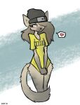 &lt;3 2021 aardwolf anthro beanie black_beanie blush canid canine chloe_xoe_uzbekistan clothed clothing covering covering_crotch digital_media_(artwork) english_text female fur fur_tuft grey_body grey_eyes grey_fur grey_hair hair hat headgear headwear hiding_pussy hip_tuft holding_clothing holding_object holding_shirt holding_topwear hyena inner_ear_fluff mammal morgan&#039;s_skate_club multicolored_body multicolored_fur no_underwear open_mouth pantsless partially_clothed shirt signature simple_background slim solo spacedimsum speech_bubble striped_body striped_fur stripes tail text topwear tuft yellow_clothing yellow_shirt yellow_topwear