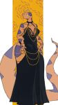 2023 absurd_res anthro breasts burmese_python cleavage clothed clothing digital_media_(artwork) dress female hi_res long_tail orange_body reptile scalie snake solo spots spotted_body tail thick_tail thick_thighs thigh_window vanessa_(zed-s) wide_hips zed-s