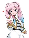  1girl airani_iofifteen alternate_hairstyle blowing_kiss cosplay fian_f.n frieren frieren_(cosplay) hololive hololive_indonesia long_hair long_sleeves multicolored_hair pink_hair sousou_no_frieren streaked_hair transparent_background twintails 