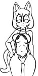 2024 alternate_costume anthro bent_arm big_breasts big_eyes biped black_and_white breasts butt_from_the_front choker closed_smile clothed clothed_anthro clothed_female clothing cutout digital_drawing_(artwork) digital_media_(artwork) domestic_cat extended_arm eye_through_hair eyelashes felid feline felis female front_view gold-white-kott hair half-closed_eyes hand_on_hip hand_on_own_hip hi_res jewelry long_eyelashes looking_at_viewer mammal monochrome mouth_closed narrowed_eyes navel necklace one-piece_swimsuit portrait prick_ears pussycat_(takena_nagao) sharkini short_hair smile smiling_at_viewer solo straight_legs swimwear tail takena_nagao three-quarter_portrait torso_cutout translucent translucent_hair wide_hips
