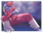 absurd_res alpha_channel anthro blaziken feathers female generation_3_pokemon hi_res juniper_(potoobrigham) looking_up multicolored_body multicolored_feathers nintendo pokemon pokemon_(species) potoobrigham red_body red_feathers smile solo thick_thighs wide_hips yellow_body yellow_feathers