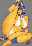 absurd_res animal_crossing ankha_(animal_crossing) anthro biped breasts clothed clothing eyelashes felid female gojich1 hair hi_res mammal nintendo open_mouth pupils swimwear thick_thighs tongue tongue_out