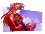 1girl blood blood_on_face blue_eyes bodysuit breasts dave_rapoza highres long_hair neon_genesis_evangelion plugsuit red_bodysuit red_hair sitting small_breasts solo souryuu_asuka_langley 