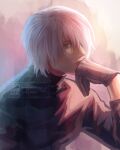  1boy absurdres bishounen black_gloves blue_eyes dante_(devil_may_cry) devil_may_cry_(series) gloves highres male_focus solo tianhai03 white_hair 