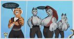&lt;3 anthro bent_over big_breasts big_butt breasts butt cleavage cleavage_cutout cleavage_overflow clothed clothing dialogue dreamworks english_text felid feline female feral grey_body group hi_res huge_breasts kung_fu_panda ladies_of_the_shade lips mammal master_tigress master_viper pancarta pantherine reptile scalie snake speech_bubble spots stripes text thick_bottom_lip thick_thighs tiger two_panel_image viper wide_hips