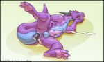 anal anal_penetration anthro anus artonis balls blue_anus butt dragon ejaculating_while_penetrated ejaculation erection genitals male pawpads penetration penis pink_pawpads scales scalie scaly_tail solo tail