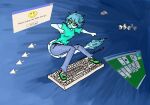 2024 anthro blue_background blue_body blue_hair blue_scales clothing digital_drawing_(artwork) digital_media_(artwork) dinosaur dromaeosaurid eyelashes faustanon female fooly_cooly_(snoot_game) footwear green_eyes hair hourglass_(object) keyboard long_tail reptile scales scalie shoes short_hair simple_background smile sneakers snoot_game solitaire solo surfing tail tail_tuft theropod tuft