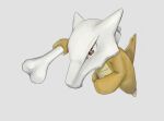  bone bright_pupils brown_eyes commentary_request full_body grey_background holding holding_bone horns marowak no_humans pokemon pokemon_(creature) skull solo suzuki_(pixiv_9092094) white_pupils 