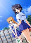  2girls multiple_girls school_uniform seifuku skirt 
