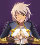  blazblue breasts bullet_(blazblue) cleavage cum cum_on_body cum_on_breasts cum_on_upper_body female large_breasts solo sowilo 
