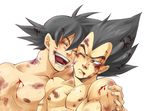  black_eyes black_hair blood buddies buds friends male male_focus son_goku son_gokuu vegeta 