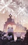  backpack building canid canine comic digital_media_(artwork) duo felid female feral fireworks fur hair hi_res holidays leopard male mammal missaka new_year nier_automata outside pantherine plant rear_view shrub snow_leopard white_body white_fur white_hair yorha_2b yorha_9s 