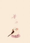  artist_name bird bird_tail cherry_blossoms commentary_request flower_in_mouth highres looking_at_viewer original simple_background tail twitter_username white_background white_fur zozozoshion 
