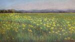  artist_name field flower flower_field grass grasslands highres mountain mountainous_horizon nature no_humans norako_pastel original painting_(medium) pastel_(medium) plant signature tall_grass traditional_media tree yellow_flower 