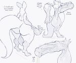 2024 animal_genitalia animal_penis anthro balls biped bodily_fluids cum dimitry_(itisd) equine_genitalia equine_penis erection genital_fluids genitals hi_res itisd male monochrome multiple_poses penis pose raised_leg sketch solo standing text