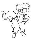 animate_inanimate bulge canid canine handles_on_hips hi_res inflatable living_inflatable male mammal monochrome null_bulge solo squishy_(artist) standing tail