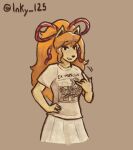 accessory anthro bottomwear bow_ribbon breasts canid canine ceroba_(undertale_yellow) clothing dark dark_humor daughter_(lore) devil_horns_(gesture) female fox gesture hair hair_accessory hair_bow hair_ribbon hand_gesture hand_on_hip hi_res inky125 kanako_(undertale_yellow) looking_at_viewer mammal medium_breasts morbid mother_(lore) mother_and_child_(lore) mother_and_daughter_(lore) parent_(lore) parent_and_child_(lore) parent_and_daughter_(lore) pleated_skirt ponytail prick_ears ribbons shirt skirt smile snout solo t-shirt topwear undertale_(series) undertale_yellow