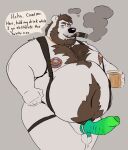  alcohol anthro bear belly belly_hair beverage bodily_fluids body_hair chastity_cage chastity_device chest_hair chest_tuft cigar dildo dripping genital_fluids male mammal nipple_piercing nipples overweight overweight_anthro overweight_male piercing precum precum_drip sex_toy solo strapon tcw tcw_(character) tuft white_body 