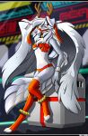  2023 5_fingers anthro blue_eyes breasts canid canine clothed clothing digital_media_(artwork) eyebrows eyelashes feathered_wings feathers female fingers hi_res hybrid mammal solo tales_foxdale wings 