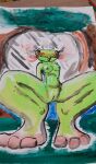 amphibian female frog hi_res humanoid painting_(artwork) photo sofn54 spread_legs spreading swamp traditional_media_(artwork) tree_frog watercolor_(artwork) wet wet_body