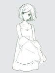  1girl dress expressionless highres looking_to_the_side maco22 original short_hair sketch sleeveless sleeveless_dress solo undressing 