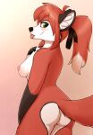 2024 anthro areola black_nose blush breasts butt canid canine digital_media_(artwork) eyebrows eyelashes female fingers green_eyes hair hi_res mammal nipples nude simple_background smile solo stargazer