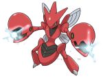  full_body gigobyte350 insect_wings pincers pokemon pokemon_(creature) scizor simple_background solo standing white_background wings yellow_eyes 
