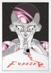  alien amor black_hair blood boots dragon_ball dragon_ball_z frieza highres on_floor open_mouth pearl_(movie) red_eyes science_fiction spiked_hair star_(sky) teeth vegeta wesatinthecar white_footwear 