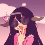 black_hair clothing deer_ears eyewear fan_character female glasses hair humanoid