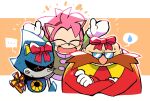  ... 1girl 2boys ^_^ ^o^ amy_rose bow closed_eyes crossed_arms dr._eggman facial_hair facing_viewer furry furry_female gloves happy highres metal_sonic multiple_boys mustache open_mouth rariatto_(ganguri) red_bow robot smile sonic_(series) sonic_mania sonic_mania_adventures sonic_the_hedgehog_(classic) speech_bubble spoken_ellipsis spoken_sweatdrop sweatdrop white_gloves winter_clothes 