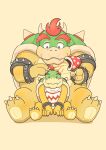 2024 3_toes 4_fingers anthro biped blush bowser bowser_jr. cute_fangs duo eyes_closed feet fingers hi_res kemono koopa mario_bros nintendo panda_po scalie size_difference toes