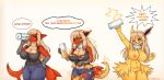  alcohol anthro beer beverage eeveelution female fish generation_1_pokemon hi_res jolteon marine nintendo pokemon pokemon_(species) purring_cat shark transformation 